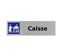Signalétique.biz France - Plaque de porte CAISSE (Q0280) - 170 X 50 mm - Plaque aluminium brossé de 2mm