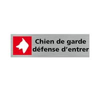 Signalétique.biz France - Plaque de porte CHIEN DE GARDE DEFENSE D'ENTRER (Q0404) - 170 X 50 mm - Plaque aluminium brossé de 2mm