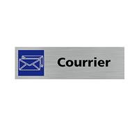 Signalétique.biz France - Plaque de porte COURRIER (Q0288) - 170 X 50 mm - Adhésif aspect aluminium brossé