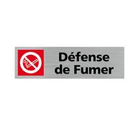 Signalétique.biz France - Plaque de porte DEFENSE DE FUMER (Q0154) - 170 X 50 mm - Adhésif aspect aluminium brossé