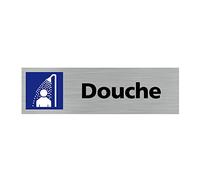 Signalétique.biz France - Plaque de porte DOUCHE (Q0258) - 170 X 50 mm - Adhésif aspect aluminium brossé