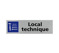 Signalétique.biz France - Plaque de porte LOCAL TECHNIQUE (Q0346) - 170 X 50 mm - Adhésif aspect aluminium brossé