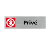 Signalétique.biz France - Plaque de porte Privé. (Q0155) - 170 X 50 mm - Adhésif aspect aluminium brossé