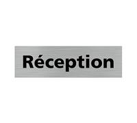 Signalétique.biz France - Plaque de porte RECEPTION (Q0139) - 170 X 50 mm - Plaque aluminium brossé de 2mm
