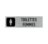 Signalétique.biz France - Plaque de porte Toilettes Femmes (Q0004) - 170 X 50 mm - Plaque aluminium brossé de 2mm