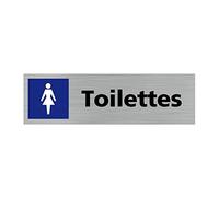 Signalétique.biz France - Plaque de porte TOILETTES FEMMES (Q0124) - 170 X 50 mm - Plaque aluminium brossé de 2mm