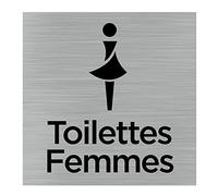 Signalétique.biz France - plaque de porte Toilettes Femmes (Q1049) - 150 x 150 mm - Plaque aluminium brossé de 2 mm
