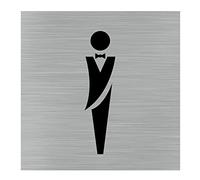 Signalétique.biz France - plaque de porte Toilettes Hommes (Q1055) - 150 x 150 mm - Plaque aluminium brossé de 2 mm
