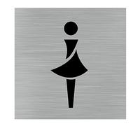 Signalétique.biz France - plaque de porte Toilettes - plaque de porte Femme (Q1047) - 150 x 150 mm - Plaque aluminium brossé de 2 mm