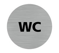 Signalétique.biz France - Plaque de porte WC (Q0182) - Diamètre 76 mm - Plaque aluminium brossé de 2mm