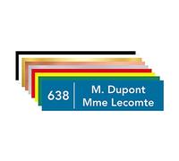 Signalétique.biz France - Signalétique.biz France - Plaque de boîte aux lettres personnalisable. Numéro Maison + Nom. PVC 10 x 2,5 cm autocollante - Bleu - Avenir Heavy