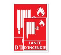 Signalétique Lance à incendie A4 - Plastique rigide PVC - Kit de fixation inclus - Protection Anti-UV - Fabriqué en France