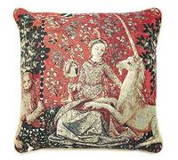 Signare Art Coloré Housse de Cousin 45x45cm de Tapisserie pour Canapé Lit Chaise Siège Salon - Lady and Unicorn/Sense of Sight CCOV-Art-LU-SI