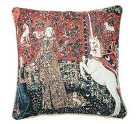 Signare Designer Housse de Cousin 45x45cm de Tapisserie pour Canapé Lit Siège Salon - Lady and Unicorn/Sense of Taste CCOV-Art-LU-TA