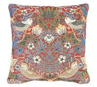 Signare Housse de Coussin carrée Double Face Tapisserie 18" x 18"/ 45cm x 45cm (Pas de Rembourrage) William Morris Fraise Voleur Bleu (Strawberry Thief Red)