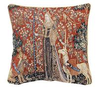 Signare Housse de Coussin en Tapisserie 45 cm x 45 cm avec Motif Femme et Licorne (Sense of Touch, CCOV-Art-LU-to)