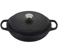 Signature Le Creuset Cocotte en fonte peu profonde 30 cm, Noir satiné, 30 cm