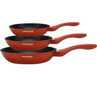 Signature, lot de 3 poêles 20 / 24 / 28 cm avec revêtement antiadhésif minéral, rouge