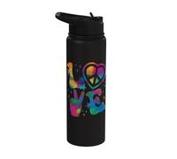 Signe de paix amour rétro années 60 années 70 hippie amant Stainless Steel Insulated Water Bottle