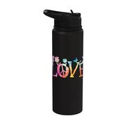 Signe de paix amour rétro années 60 années 70 hippie amant Stainless Steel Insulated Water Bottle