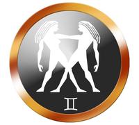 Signe Du Zodiaque Gémeaux Rond Doré - 5cm - Sticker/Autocollant