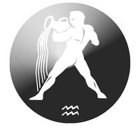 Signe Du Zodiaque Verseau Rond - 8cm - Sticker/Autocollant