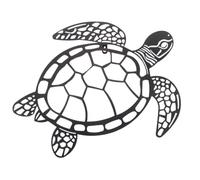SIGNES GRIMALT Décoration Murale Métal Tortue de Mer - Noir Mat - 49,5 x 41,5 cm - Design Bord de Mer