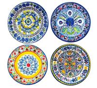 SIGNES GRIMALT Lot de 4 Assiettes Décoratives Murales en Céramique - Style Méditerranéen et Oriental - 18 cm