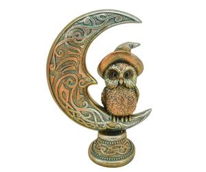 Signes Grimalt - ORIGEN Home Decor Chouette sur la Lune Fantasy - Figurine Chouette Marron 17x12x6cm