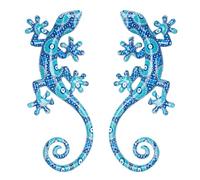SIGNES GRIMALT Set 2 lézards muraux, geckos salamandres décoratives, camaïeu de bleu, Collection Tropik résine et hauteur 17 cm