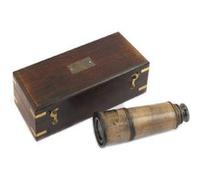 SIGNES GRIMALT Téléscope décoratif en Laiton avec sa boite de rangment en bois - Longueur du télescope 40 cm BOIS G