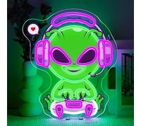 SIGNSHIP Alien Plays Game Neon Led,Alien Lettre Lumineuse,Neon Mural Dimmable Pour Décor,Néon Led Pour Salle De Jeux,Zone De Jeux,Repaire Masculin,Salle Familiale,Chambre D'enfant,Cadeau Pour Garçon