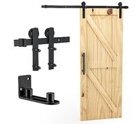 Signstek Kit Complet pour Porte Coulissante - Ferrure de 200 cm avec Guide au Sol en Forme de I pour Système Coulissant