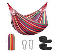 Signstek Portable Hamac en Coton (230 x 150 cm), Capacit De Charge Jusqu 300 kg pour Patio Yard Garden 2 Personnes Camping en Plein Air Garden Beach Travel Hamac en Toile (Rouge)