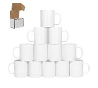 Signzworld Ensemble de 12 Tasses Blanches de Sublimation Tasses à café Mugs à Sublimation en Céramique avec Boites Grande Poignée 325 ml