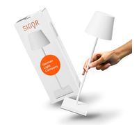 SIGOR Nuindie 2.0 - Lampe de table LED à intensité variable - Pour l'intérieur et l'extérieur - Protection IP54 contre les projections d'eau - Hauteur 38 cm - Rechargeable avec USB-C - Durée