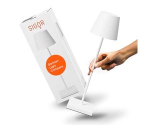 SIGOR Nuindie 2.0 - Lampe de table LED à intensité variable - Pour l'intérieur et l'extérieur - Protection IP54 contre les projections d'eau - Hauteur 38 cm - Rechargeable avec USB-C - Durée