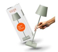 SIGOR Nuindie - Lampe de table à LED rechargeable à intensité variable, pour l'intérieur et l'extérieur, IP54, hauteur 38 cm, rechargeable avec USB-C, 12 h, vert sauge