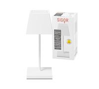 SIGOR Nuindie Mini - Lampe de table avec batterie à LED variable pour l’intérieur et l’extérieur, hauteur 25 cm, rechargeable par Easy-Connect, 24 h de durée de luminosité, Blanc neige