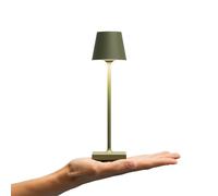 SIGOR Nuindie pocket - Petite lampe de table LED rechargeable à intensité variable, pour l'intérieur et l'extérieur, IP54, hauteur 21 cm, rechargeable par USB-C, 7 h, vert sapin