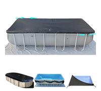 SIHAIAN Bâche de Piscine rectangulaire de 2,4 x 4,8 m avec Rangement latéral pour Piscine Hors Sol Ovale et rectangulaire, Couverture Solaire Ovale en Une pièce, empêche l'engorgement, résistante aux