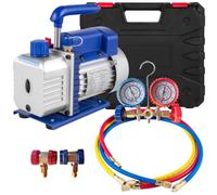 Sihao Pompe à Vide Climatisation Frigoriste, 1.8-4.8cfm HVAC Pompe à Vide Frigoriste CVC 1/3 1/4 HP avec Kit Jauges de Collecteur à 4 Voies et Tuyau 1440 TR/Min Sac de Transport pour Climatiseur