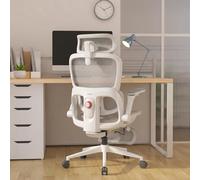 SIHOO B300 Pro Chaise Ergonomique, Support Lombaire Adaptatif, Dossier Haut | Accoudoirs 6D Rotatifs et Rabattables, Appui-Tête 3D Large, Maille Aérée, Inclinaison à 135°, Avec Repose-Pieds, Blanc