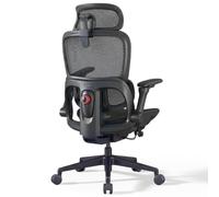 SIHOO Chaise Ergonomique Soutien Lombaire Dynamique Accoudoirs 6D Pliables | Inclinaison 135°, Maille Aérée, Appui-Tête 3D Large, Dossier 5 Hauteurs (6cm), Noir, Sans Repose-Pieds, Confort Toute Journée