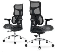 SIHOO Chaise ergonomique Doro S100 – double soutien lombaire, accoudoirs 4D, 5x réglable – Noir