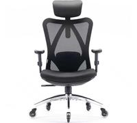 Sihoo M18 Chaise de bureau à dossier haut en tissu mesh respirant et ergonomique, avec appui-tête réglable et soutien lombaire, roulettes universelles améliorées, noir