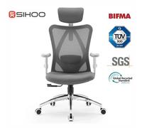 M18 Fauteuil de Bureau Ergonomique, soutien lombaire, accoudoirs réglables, 150kg max. Gris