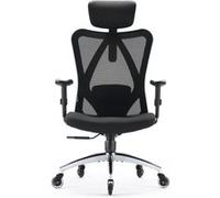 SIHOO Chaise de Bureau Ergonomique, Fauteuil Pivotant en Maille avec Support Lombaire et Accoudoirs Réglables, Poids Max 150KG, Noir