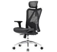 SIHOO M57 Chaise de Bureau Ergonomique en Maille, Support Lombaire, Noir | Appui-Tête Réglable, Accoudoirs 3D, Dossier Haut Aéré, Blocage d'Inclinaison, Base Alu Renforcée, 150kg, Confort Télétravail