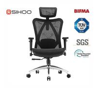 Sihoo M57S Chaise de bureau ergonomique en mesh avec soutien lombaire réglable, accoudoirs 3D, dossier haut respirant, noir